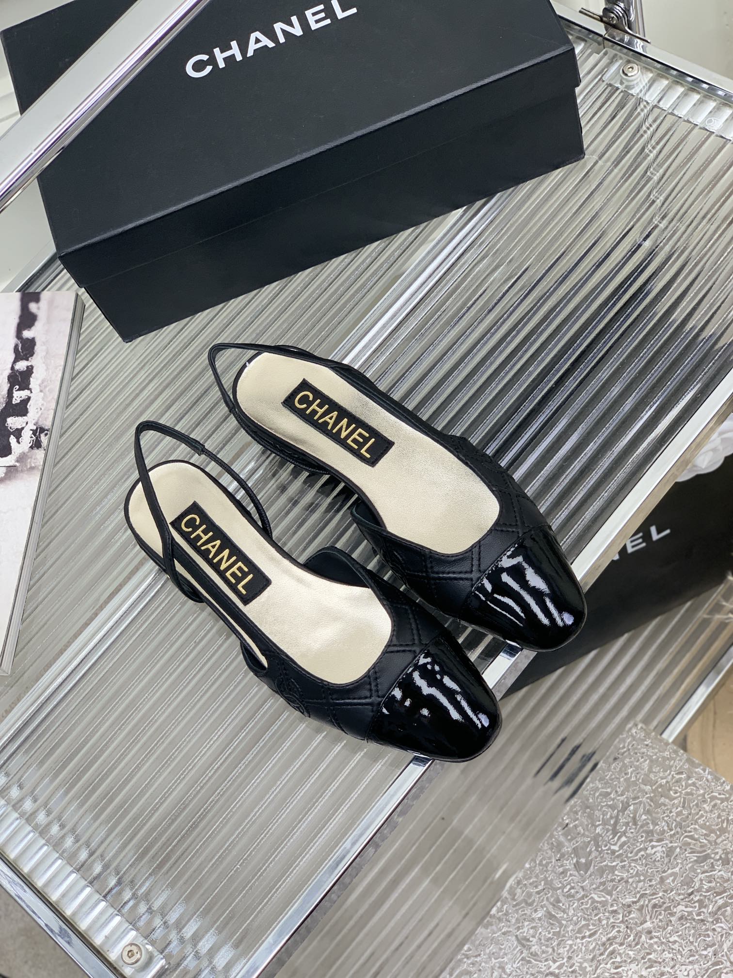 SLINGBACKS 20 BLACK CALFSKIN