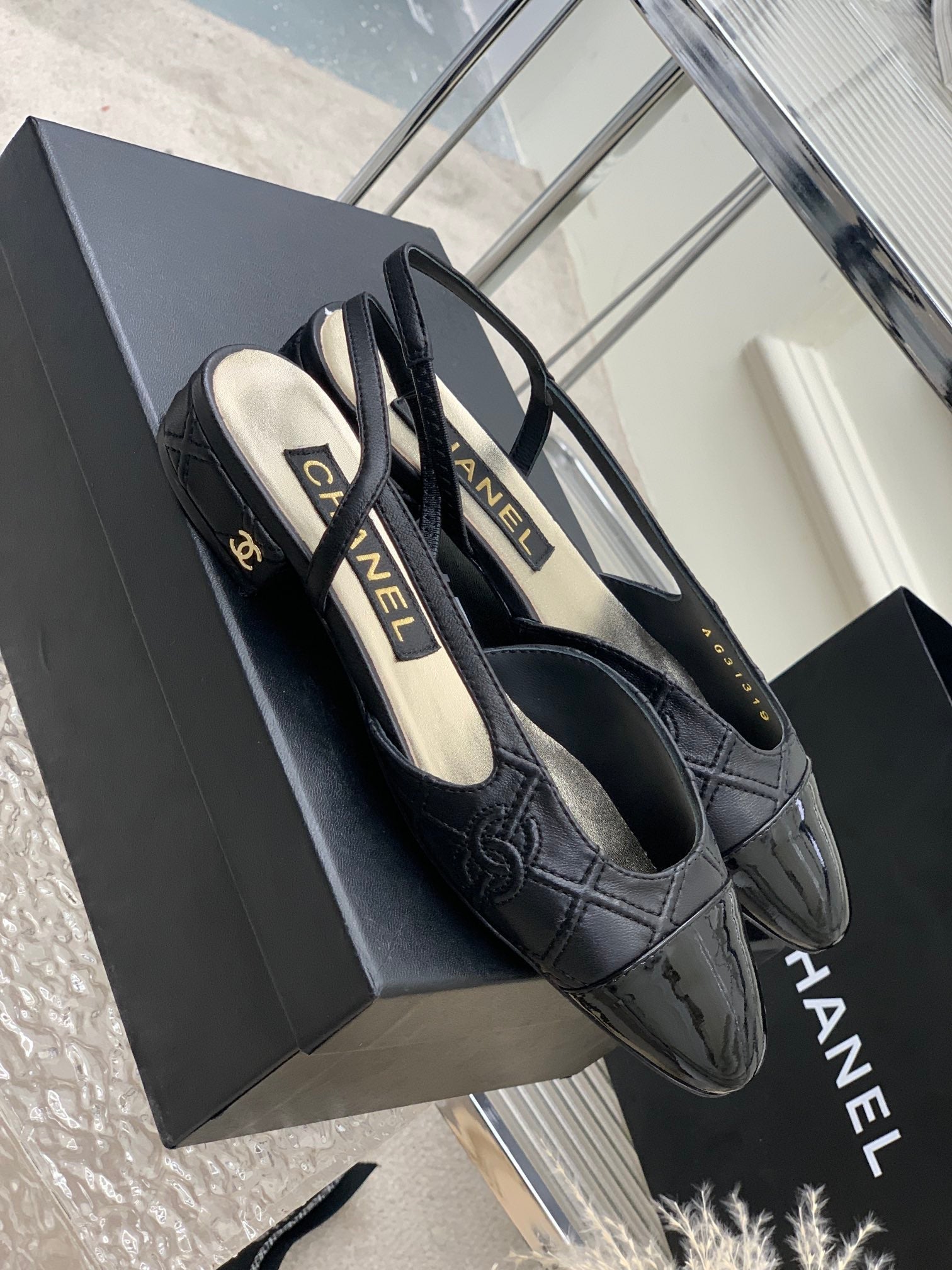 SLINGBACKS 20 BLACK CALFSKIN