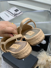 SLINGBACKS 20 BEIGE CREAM MIX BLACK CALFSKIN