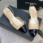 SLINGBACKS 20 BEIGE CREAM MIX BLACK CALFSKIN