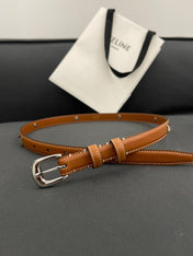 CL SMALL 18 MM TRIOMPHE BELT IN TAURILLON BRONZE BROWN LEATHER SILVER HARDWARE