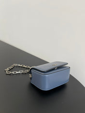FENDI MINI FIRST SIGHT 13 BAG IN PIGEON BLUE CALFSKIN WITH SILVER HARDWARE