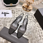 slingback 2.5 glietter grey black grosgrain