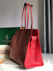 HARDY PM BAG 40 IN RED GOYARDINE CANVAS AND TAURILLON LEATHER TRIM