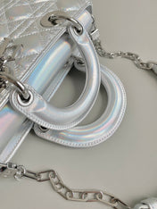 D-JOY BAG 22 IN SILVER LAMBSKIN