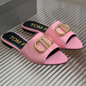 FLAT SLIDE IN BABY PINK METALLIC CALFSKIN