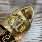 FLAT SLIDE IN GOLD METALLIC CALFSKIN