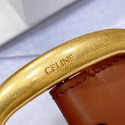 CL LARGE 35 MM BELT IN BRONZE BROWN CALFSKIN GOLD HARDWARE