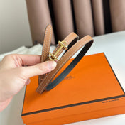HM GAMMA BUCKLE & REVERSIBLE BRONZE BROWN AND BLACK LEATHER STRAP 13MM GOLD HARDWARE