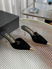 HIGH PUMP MULE 7 CM IN BLACK SUEDE