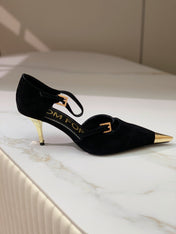 MARY JANE PUMP 7 CM IN BLACK SUEDE