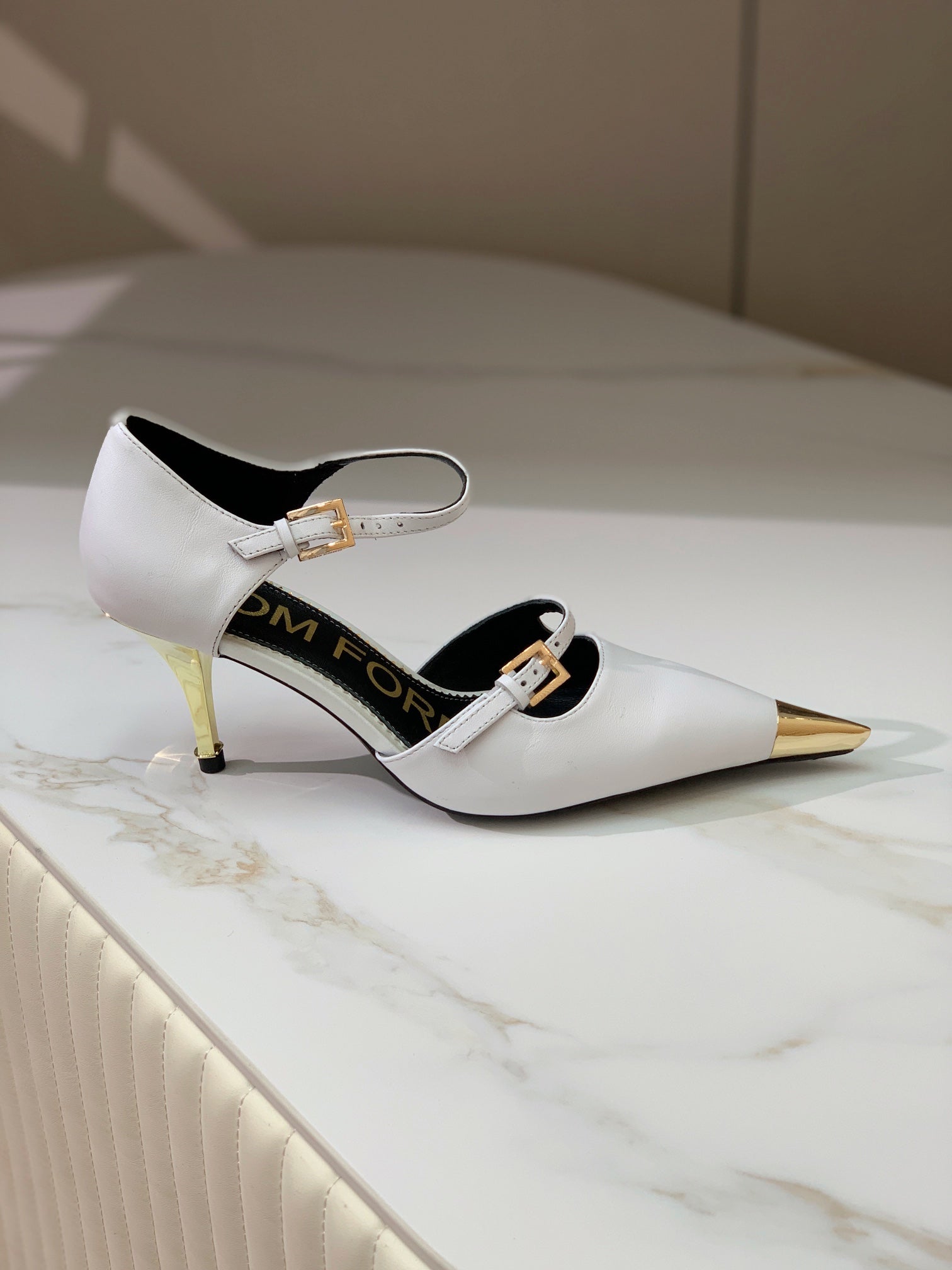 MARY JANE PUMP 7 CM IN WHITE CALFSKIN