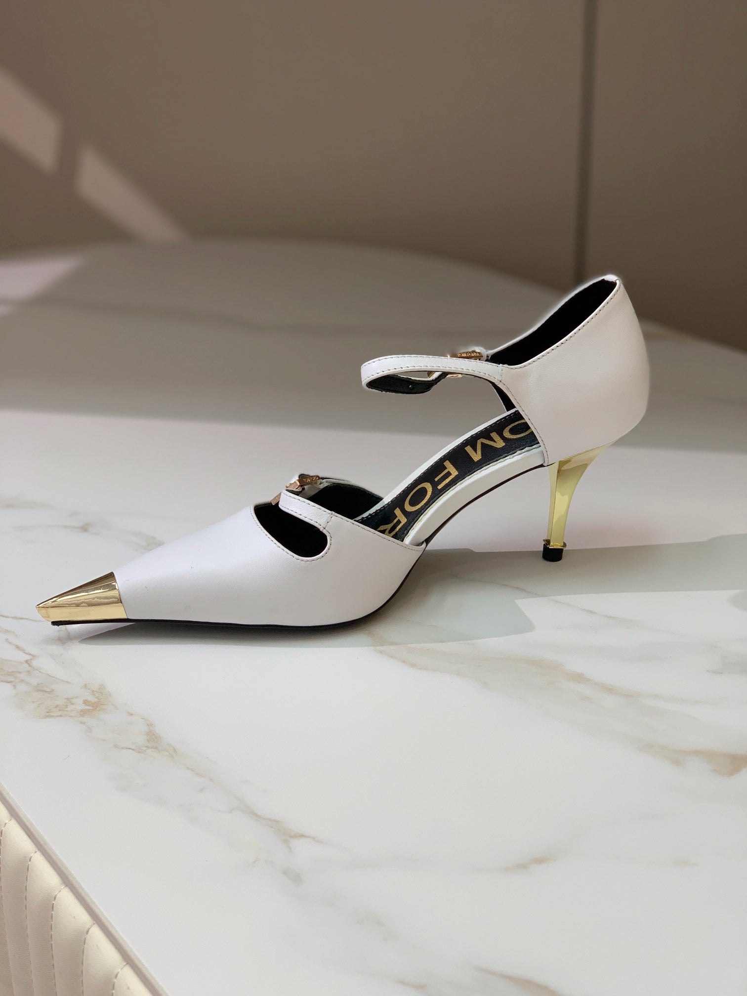 MARY JANE PUMP 7 CM IN WHITE CALFSKIN