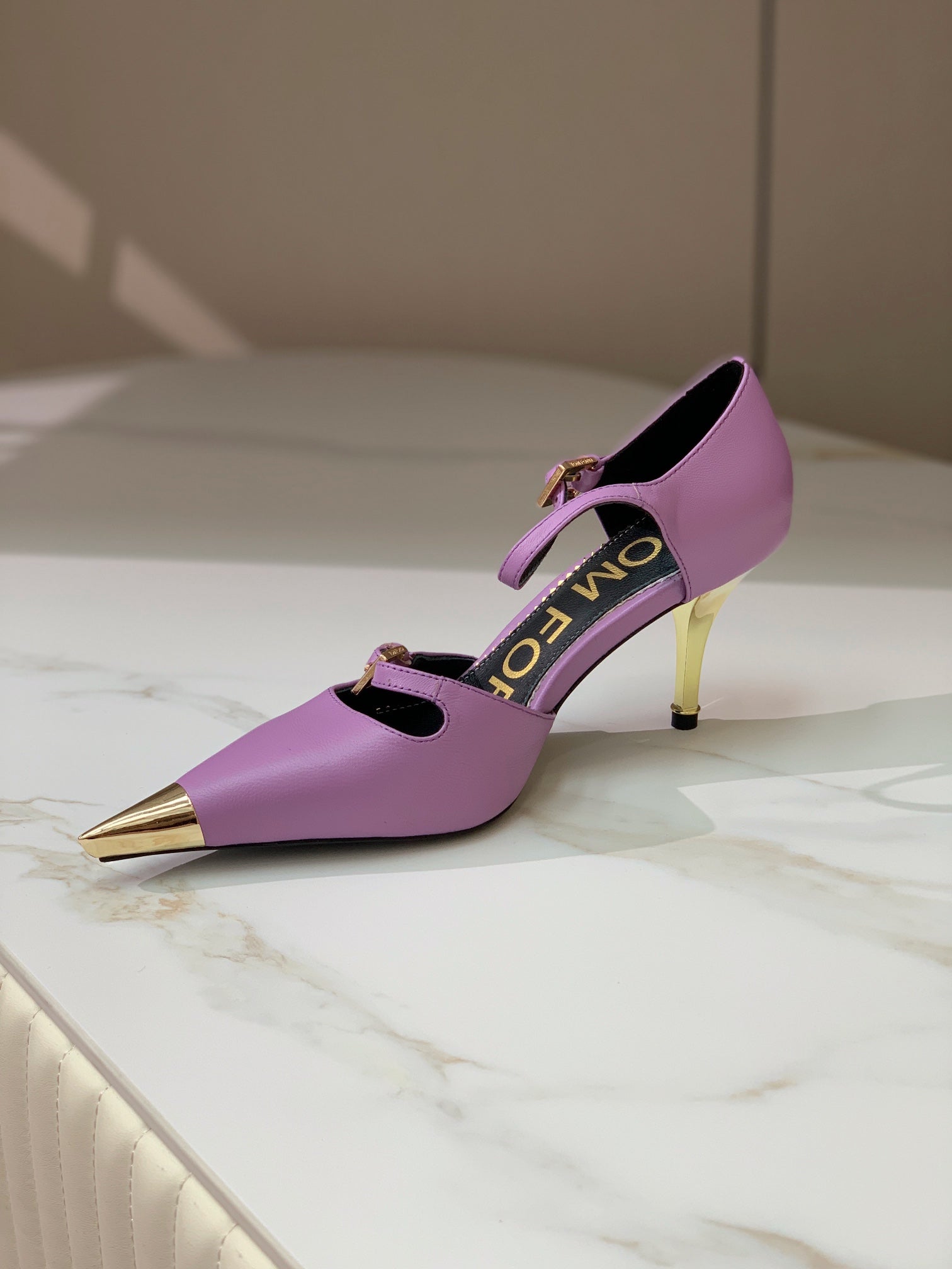 MARY JANE PUMP 7 CM IN IRIS PURPLE CALFSKIN
