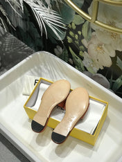 FENDI BAGUETTE SLIDES IN CINNAMON BROWN LAMBSKIN