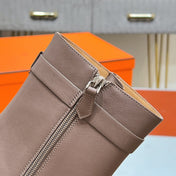 HM 25S SAINT GERMAIN ANKLE BOOTS 90 MM IN TAUPE BROWN LAMBSKIN WITH SILVER HARDWARE