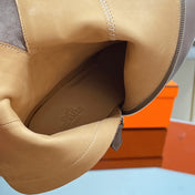 HM 25S SAINT GERMAIN ANKLE BOOTS 90 MM IN TAUPE BROWN LAMBSKIN WITH SILVER HARDWARE