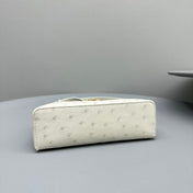 Extra Pocket L19 White Ostrich Leather Ghw