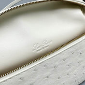 Extra Pocket L19 White Ostrich Leather Ghw