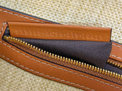 Fend Baguette Tan Beige Canvas Bag 27 with FF Embroidery Ghw