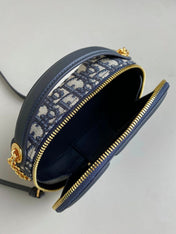 SIGNATURE 18 OVAL BAG IN BLUE OBLIQUE JACQUARD