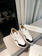 NAMA SNEAKER IN WHITE LAMBSKIN AND BLACK SUEDE