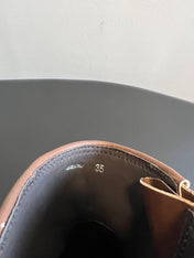 MIUMIU 26S ANKLE BOOTS IN BROWN CALFSKIN SILVER HARDWARE