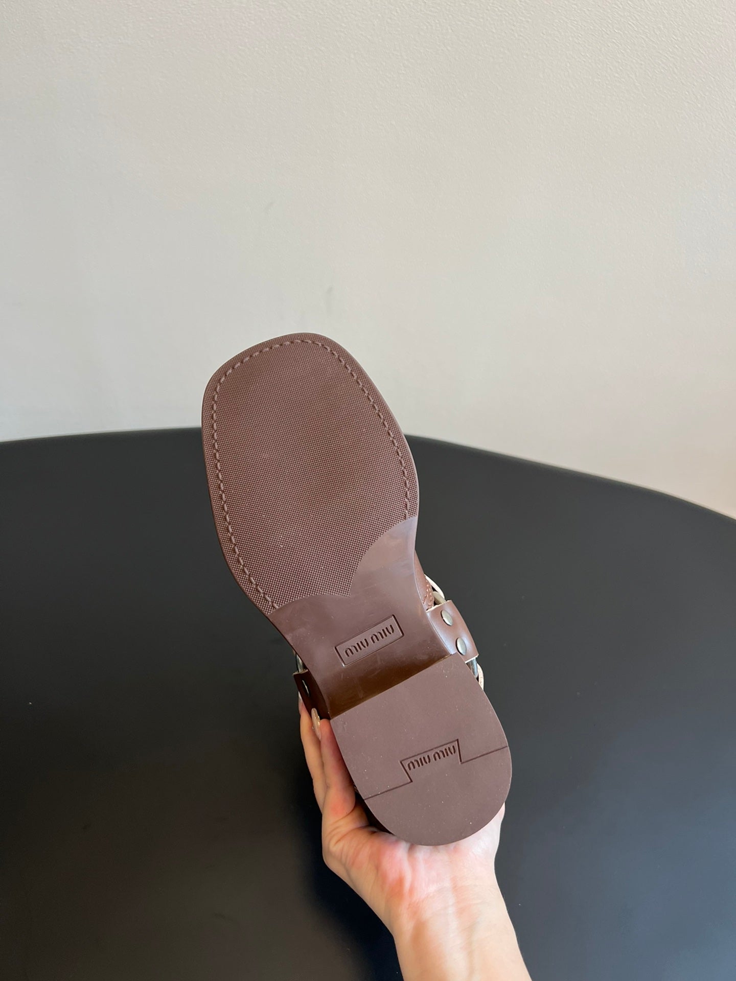 MIUMIU 26S ANKLE BOOTS IN BROWN CALFSKIN SILVER HARDWARE