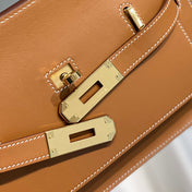 HM JYPSIERE SHOULDER BAG 23 IN TAWNY BROWN CALFSKIN GOLD HARDWARE