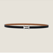 HM FOCUS BUCKLE & REVERSIBLE TAWNY BROWN AND BLACK LEATHER STRAP 13MM SILVER HARDWARE