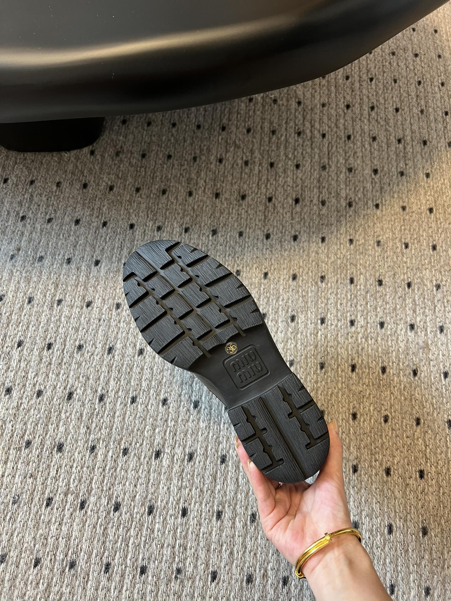 MIUMIU 26S LACED FUME SHOES IN BLACK GLOSSY CALFSKIN