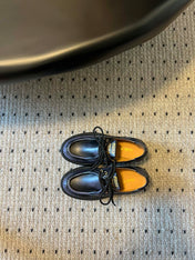 MIUMIU 26S LACED FUME SHOES IN BLACK CALFSKIN
