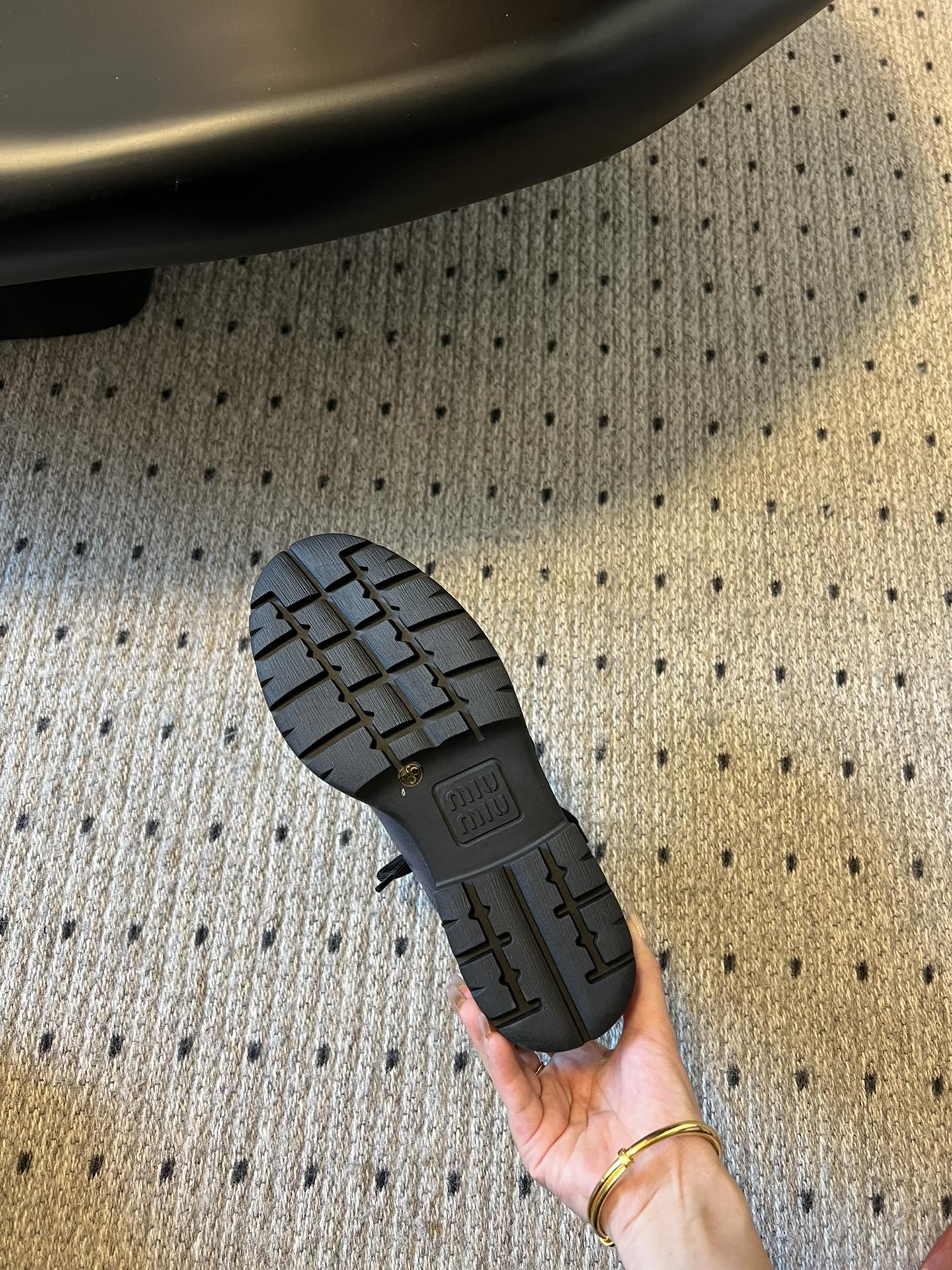 MIUMIU 26S LACED FUME SHOES IN BLACK CALFSKIN