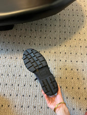 MIUMIU 26S LACED FUME SHOES IN BLACK CALFSKIN