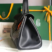 SAIGON SOUPLE BAG 34 IN BLACK GOYARDINE CANVAS AND CALFSKIN