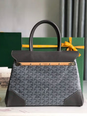 SAIGON SOUPLE BAG 34 IN GREY GOYARDINE CANVAS AND CALFSKIN