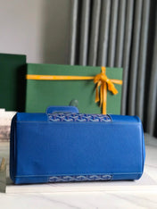 SAIGON SOUPLE BAG 34 IN CURIOUS BLUE GOYARDINE CANVAS AND CALFSKIN