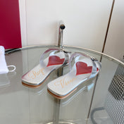 VIV' BY THE SEA LOVE METAL MULES IN SILVER PATENT CALFSKIN