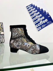 DIOR 25S NAUGHTILY-D ANKLE BOOTS 35 MM IN BLACK MESH TULLE AND SUEDE STYLE 3