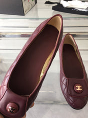 ballet flat quilted wine gold cc lock