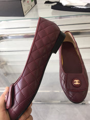 ballet flat quilted wine gold cc lock
