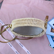 WANDER WICKER HOBO BAG 20 IN TAN MIX CARAMEL BROWN HANDWOVEN