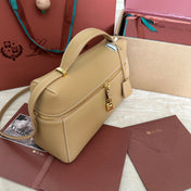 EXTRA BAG L27 IN PEANUT BROWN SMOOTH CALFSKIN WITH GOLD HARDWARE