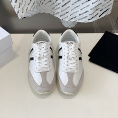 JOGGER LOW LACE-UP SNEAKER IN CALFSKIN & SUEDE CALFSKIN OPTIC WHITE/GREY/BLACK