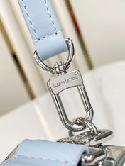SIDE TRUNK MINI 18 IN SKY BLUE CALFSKIN SILVER HARDWARE
