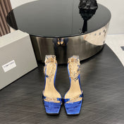 ZENITH SANDAL 10 CM IN AZURE BLUE LAMBSKIN