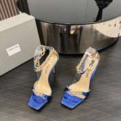ZENITH SANDAL 10 CM IN AZURE BLUE LAMBSKIN