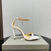 ZENITH SANDAL 10 CM IN WHITE SHINY LAMBSKIN