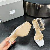 ZENITH SANDAL 10 CM IN WHITE SHINY LAMBSKIN