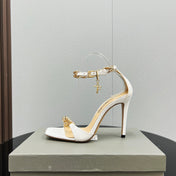 ZENITH SANDAL 10 CM IN WHITE SHINY LAMBSKIN